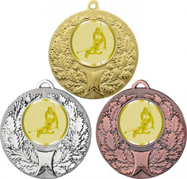 Комплект медалей №1035-192 (Лыжный спорт, диаметр 50 мм (Три медали плюс три жетона для вклейки) Место для вставок: обратная сторона диаметр 45 мм)