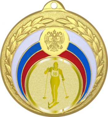 Медаль №1038-196 (Лыжный спорт, диаметр 50 мм (Медаль цвет золото плюс жетон для вклейки) Место для вставок: обратная сторона диаметр 45 мм)