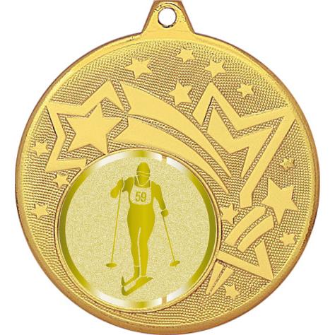 Медаль №1038-1274 (Лыжный спорт, диаметр 45 мм (Медаль цвет золото плюс жетон для вклейки) Место для вставок: обратная сторона диаметр 40 мм)