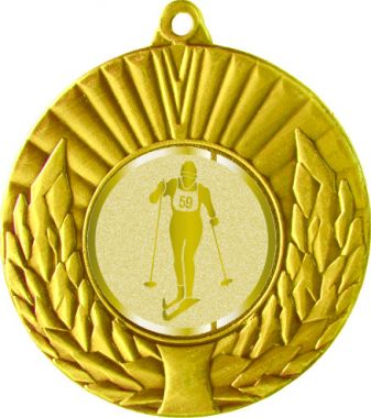 Медаль №1038-192 (Лыжный спорт, диаметр 50 мм (Медаль цвет золото плюс жетон для вклейки) Место для вставок: обратная сторона диаметр 45 мм)