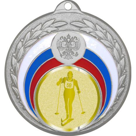 Медаль №1038-196 (Лыжный спорт, диаметр 50 мм (Медаль цвет серебро плюс жетон для вклейки) Место для вставок: обратная сторона диаметр 45 мм)