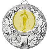 Медаль №1038-192 (Лыжный спорт, диаметр 50 мм (Медаль цвет серебро плюс жетон для вклейки) Место для вставок: обратная сторона диаметр 45 мм)