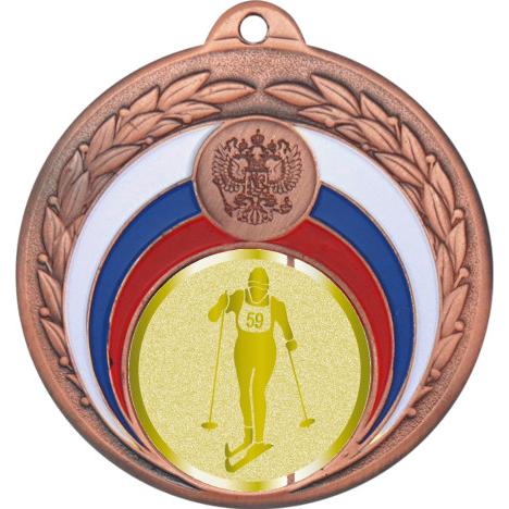 Медаль №1038-196 (Беговые лыжи, диаметр 50 мм (Медаль цвет бронза плюс жетон для вклейки) Место для вставок: обратная сторона диаметр 45 мм)