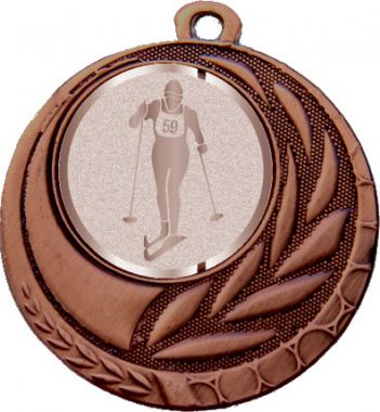 Медаль №1038-27 (Лыжный спорт, диаметр 45 мм (Медаль цвет бронза плюс жетон для вклейки) Место для вставок: обратная сторона диаметр 39 мм)