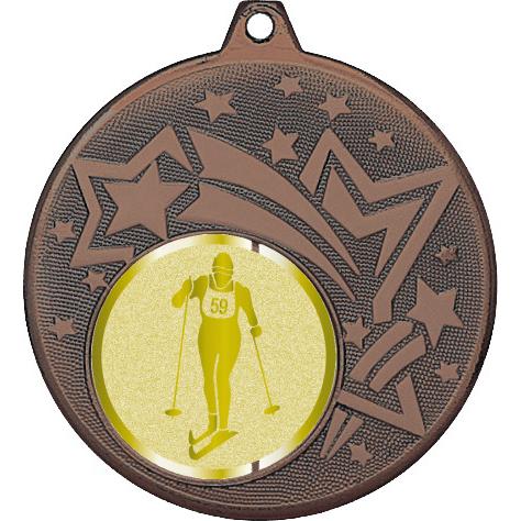 Медаль №1038-1274 (Беговые лыжи, диаметр 45 мм (Медаль цвет бронза плюс жетон для вклейки) Место для вставок: обратная сторона диаметр 40 мм)