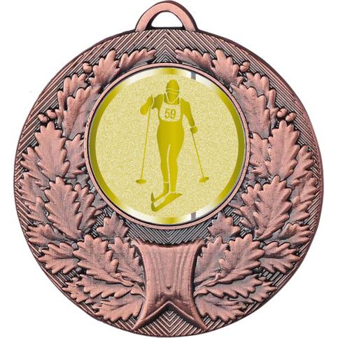 Медаль №1038-192 (Беговые лыжи, диаметр 50 мм (Медаль цвет бронза плюс жетон для вклейки) Место для вставок: обратная сторона диаметр 45 мм)