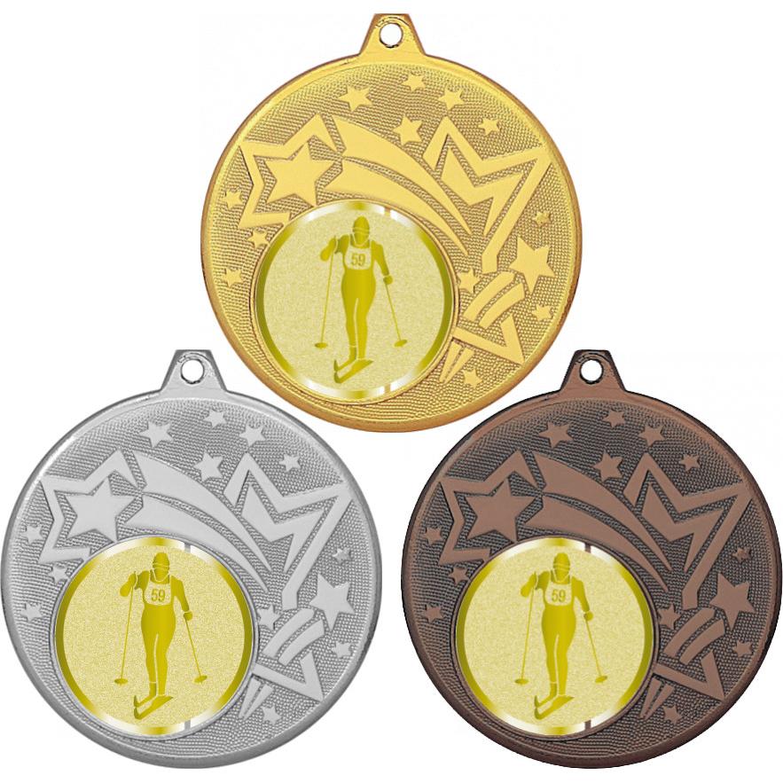 Комплект медалей №1038-1274 (Беговые лыжи, диаметр 45 мм (Три медали плюс три жетона для вклейки) Место для вставок: обратная сторона диаметр 40 мм)