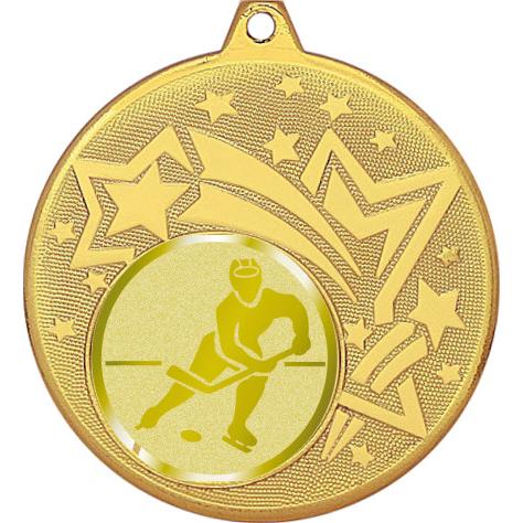 Медаль №1043-1274 (Хоккей, диаметр 45 мм (Медаль цвет золото плюс жетон для вклейки) Место для вставок: обратная сторона диаметр 40 мм)