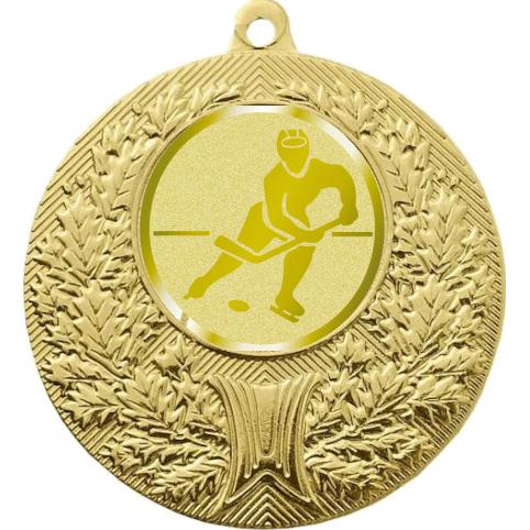 Медаль №1043-192 (Хоккей, диаметр 50 мм (Медаль цвет золото плюс жетон для вклейки) Место для вставок: обратная сторона диаметр 45 мм)