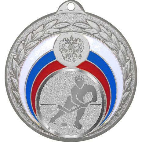 Медаль №1043-196 (Хоккей, диаметр 50 мм (Медаль цвет серебро плюс жетон для вклейки) Место для вставок: обратная сторона диаметр 45 мм)