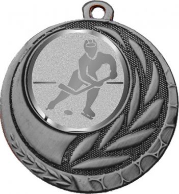 Медаль №1043-27 (Хоккей, диаметр 45 мм (Медаль цвет серебро плюс жетон для вклейки) Место для вставок: обратная сторона диаметр 39 мм)