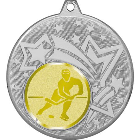 Медаль №1043-1274 (Хоккей, диаметр 45 мм (Медаль цвет серебро плюс жетон для вклейки) Место для вставок: обратная сторона диаметр 40 мм)