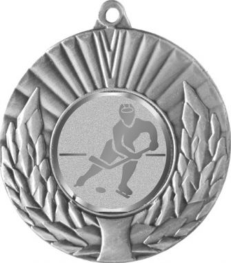 Медаль №1043-192 (Хоккей, диаметр 50 мм (Медаль цвет серебро плюс жетон для вклейки) Место для вставок: обратная сторона диаметр 45 мм)