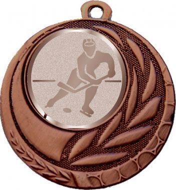 Медаль №1043-27 (Хоккей, диаметр 45 мм (Медаль цвет бронза плюс жетон для вклейки) Место для вставок: обратная сторона диаметр 39 мм)