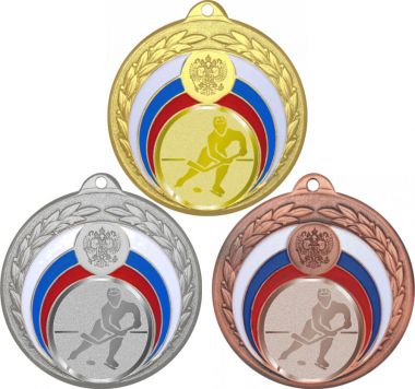 Комплект медалей №1043-196 (Хоккей, диаметр 50 мм (Три медали плюс три жетона для вклейки) Место для вставок: обратная сторона диаметр 45 мм)