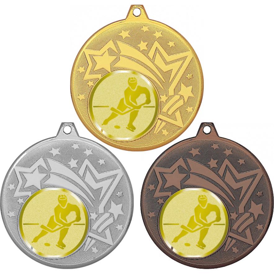 Комплект медалей №1043-1274 (Хоккей, диаметр 45 мм (Три медали плюс три жетона для вклейки) Место для вставок: обратная сторона диаметр 40 мм)