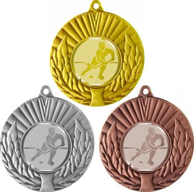 Комплект медалей №1043-192 (Хоккей, диаметр 50 мм (Три медали плюс три жетона для вклейки) Место для вставок: обратная сторона диаметр 45 мм)