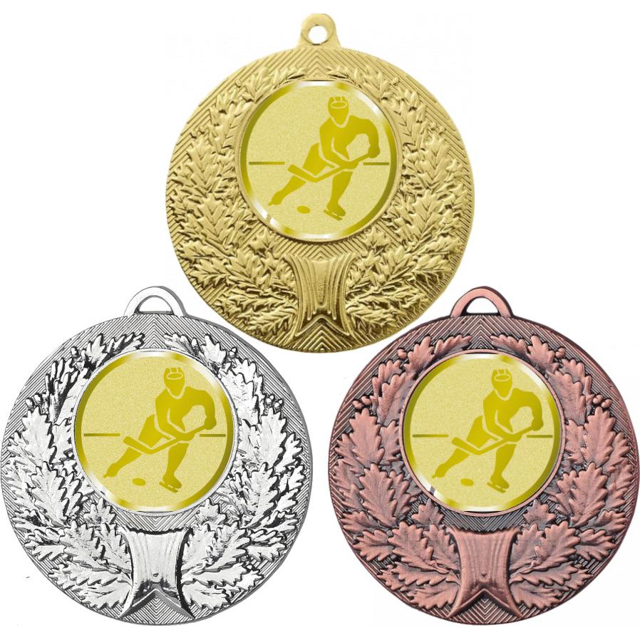 Комплект медалей №1043-192 (Хоккей, диаметр 50 мм (Три медали плюс три жетона для вклейки) Место для вставок: обратная сторона диаметр 45 мм)