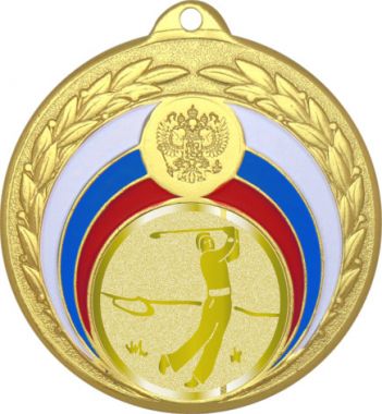 Медаль №1047-196 (Гольф, диаметр 50 мм (Медаль цвет золото плюс жетон для вклейки) Место для вставок: обратная сторона диаметр 45 мм)