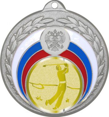 Медаль №1047-196 (Гольф, диаметр 50 мм (Медаль цвет серебро плюс жетон для вклейки) Место для вставок: обратная сторона диаметр 45 мм)