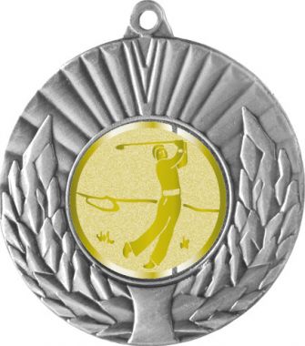 Медаль №1047-192 (Гольф, диаметр 50 мм (Медаль цвет серебро плюс жетон для вклейки) Место для вставок: обратная сторона диаметр 45 мм)
