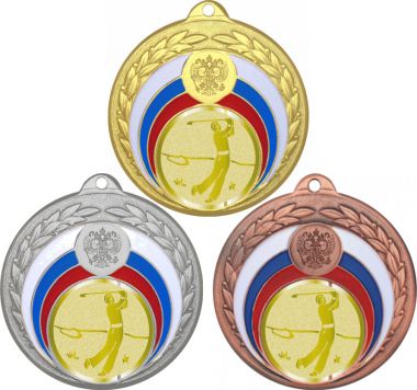 Комплект медалей №1047-196 (Гольф, диаметр 50 мм (Три медали плюс три жетона для вклейки) Место для вставок: обратная сторона диаметр 45 мм)