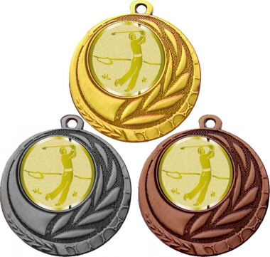Комплект медалей №1047-27 (Гольф, диаметр 45 мм (Три медали плюс три жетона для вклейки) Место для вставок: обратная сторона диаметр 39 мм)