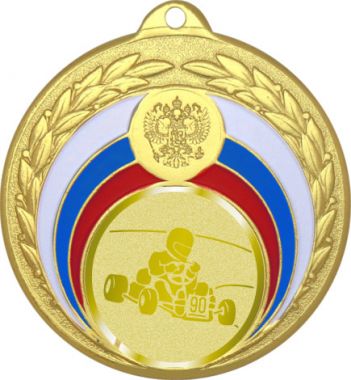 Медаль №1050-196 (Картинг, диаметр 50 мм (Медаль цвет золото плюс жетон для вклейки) Место для вставок: обратная сторона диаметр 45 мм)