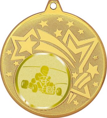 Медаль №1050-27 (Картинг, диаметр 45 мм (Медаль цвет золото плюс жетон для вклейки) Место для вставок: обратная сторона диаметр 39 мм)