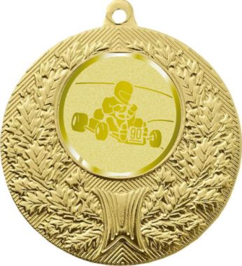 Медаль №1050-192 (Картинг, диаметр 50 мм (Медаль цвет золото плюс жетон для вклейки) Место для вставок: обратная сторона диаметр 45 мм)