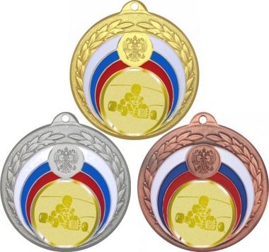 Комплект медалей №1050-196 (Картинг, диаметр 50 мм (Три медали плюс три жетона для вклейки) Место для вставок: обратная сторона диаметр 45 мм)