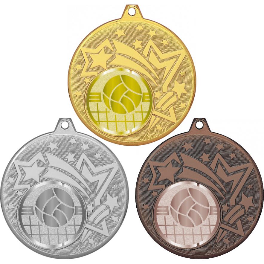 Комплект медалей №1051-1274 (Волейбол, диаметр 45 мм (Три медали плюс три жетона для вклейки) Место для вставок: обратная сторона диаметр 40 мм)