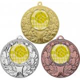 Комплект медалей №1051-192 (Волейбол, диаметр 50 мм (Три медали плюс три жетона для вклейки) Место для вставок: обратная сторона диаметр 45 мм)