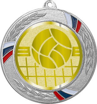 Медаль №1051-1285 (Волейбол, диаметр 70 мм (Медаль цвет серебро плюс жетон для вклейки) Место для вставок: обратная сторона диаметр 60 мм)