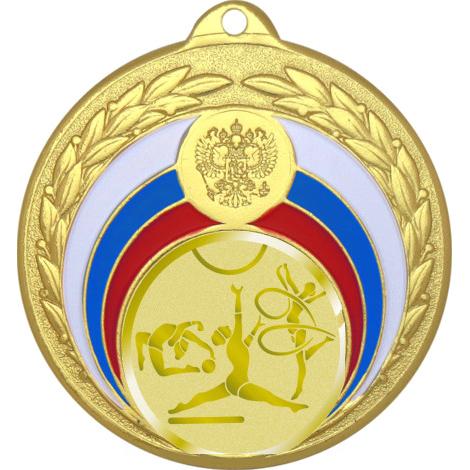 Медаль №1055-196 (Гимнастика, диаметр 50 мм (Медаль цвет золото плюс жетон для вклейки) Место для вставок: обратная сторона диаметр 45 мм)