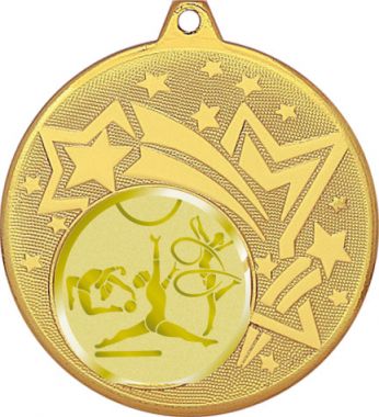 Медаль №1055-27 (Гимнастика, диаметр 45 мм (Медаль цвет золото плюс жетон для вклейки) Место для вставок: обратная сторона диаметр 39 мм)