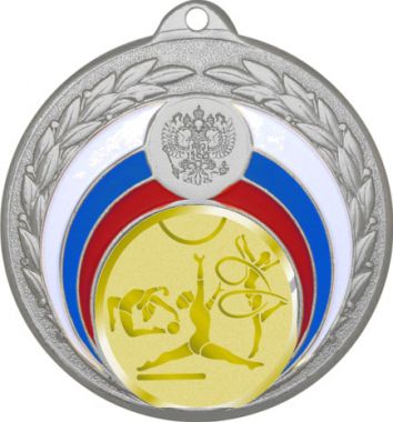 Медаль №1055-196 (Гимнастика, диаметр 50 мм (Медаль цвет серебро плюс жетон для вклейки) Место для вставок: обратная сторона диаметр 45 мм)