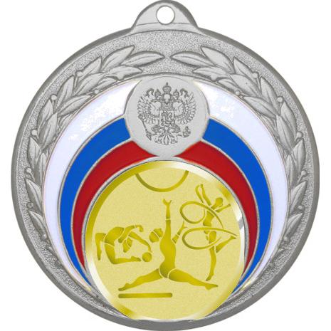 Медаль №1055-196 (Художественная гимнастика, диаметр 50 мм (Медаль цвет серебро плюс жетон для вклейки) Место для вставок: обратная сторона диаметр 45 мм)