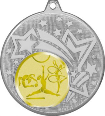 Медаль №1055-27 (Гимнастика, диаметр 45 мм (Медаль цвет серебро плюс жетон для вклейки) Место для вставок: обратная сторона диаметр 39 мм)