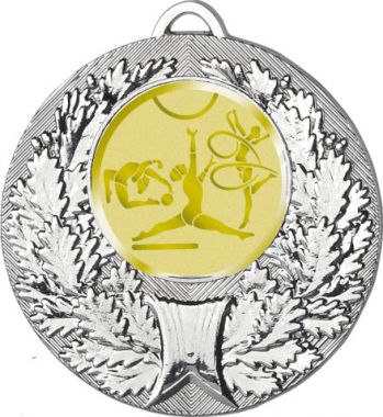 Медаль №1055-192 (Гимнастика, диаметр 50 мм (Медаль цвет серебро плюс жетон для вклейки) Место для вставок: обратная сторона диаметр 45 мм)