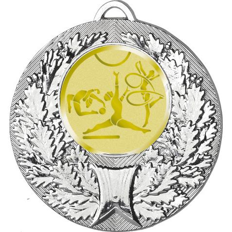 Медаль №1055-192 (Художественная гимнастика, диаметр 50 мм (Медаль цвет серебро плюс жетон для вклейки) Место для вставок: обратная сторона диаметр 45 мм)