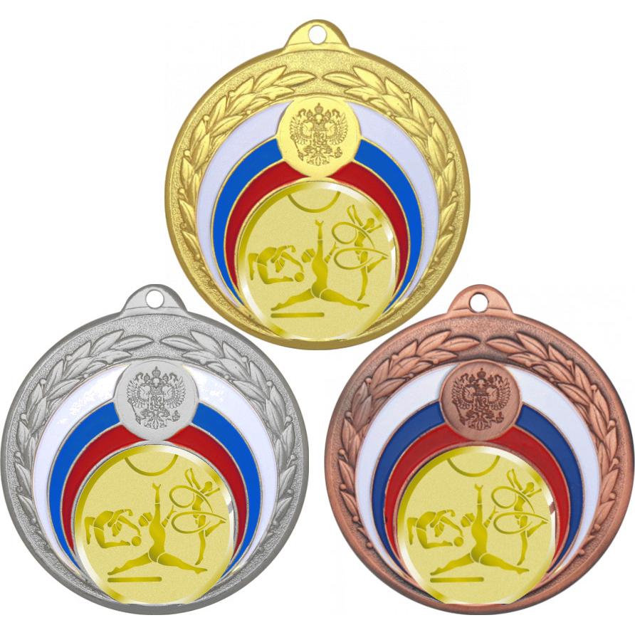 Комплект медалей №1055-196 (Художественная гимнастика, диаметр 50 мм (Три медали плюс три жетона для вклейки) Место для вставок: обратная сторона диаметр 45 мм)