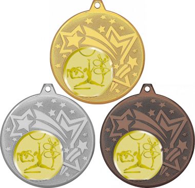 Комплект медалей №1055-27 (Гимнастика, диаметр 45 мм (Три медали плюс три жетона для вклейки) Место для вставок: обратная сторона диаметр 39 мм)