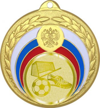 Медаль №1058-196 (Футбол, диаметр 50 мм (Медаль цвет золото плюс жетон для вклейки) Место для вставок: обратная сторона диаметр 45 мм)