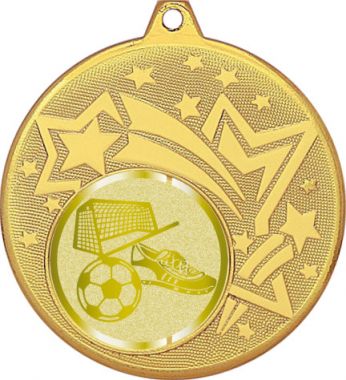Медаль №1058-27 (Футбол, диаметр 45 мм (Медаль цвет золото плюс жетон для вклейки) Место для вставок: обратная сторона диаметр 39 мм)