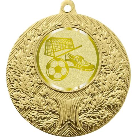 Медаль №1058-192 (Футбол, диаметр 50 мм (Медаль цвет золото плюс жетон для вклейки) Место для вставок: обратная сторона диаметр 45 мм)