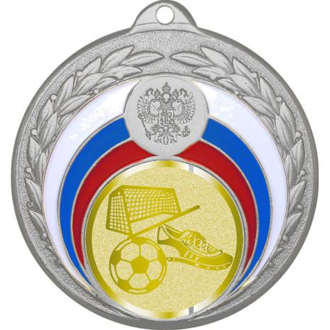 Медаль №1058-196 (Футбол, диаметр 50 мм (Медаль цвет серебро плюс жетон для вклейки) Место для вставок: обратная сторона диаметр 45 мм)