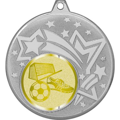Медаль №1058-1274 (Футбол, диаметр 45 мм (Медаль цвет серебро плюс жетон для вклейки) Место для вставок: обратная сторона диаметр 40 мм)