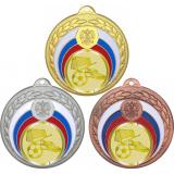 Комплект медалей №1058-196 (Футбол, диаметр 50 мм (Три медали плюс три жетона для вклейки) Место для вставок: обратная сторона диаметр 45 мм)