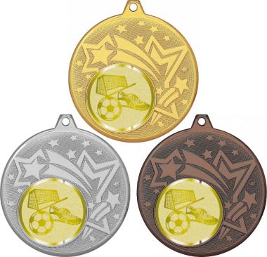 Комплект медалей №1058-1274 (Футбол, диаметр 45 мм (Три медали плюс три жетона для вклейки) Место для вставок: обратная сторона диаметр 40 мм)